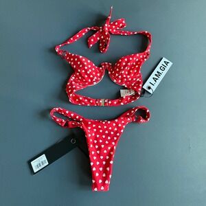 I.AM.GIA Valentina Heart Bikini Set | Size XS | Red White Summer
